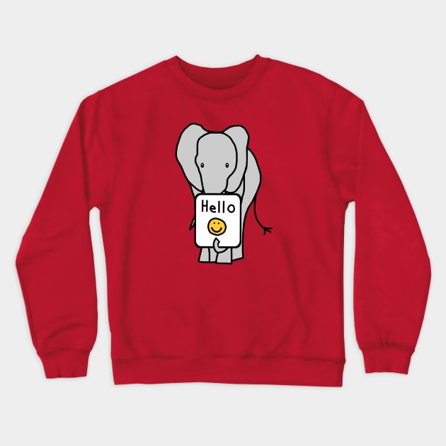 Elephant says Hello Crewneck Sweatshirt by ellenhenryart